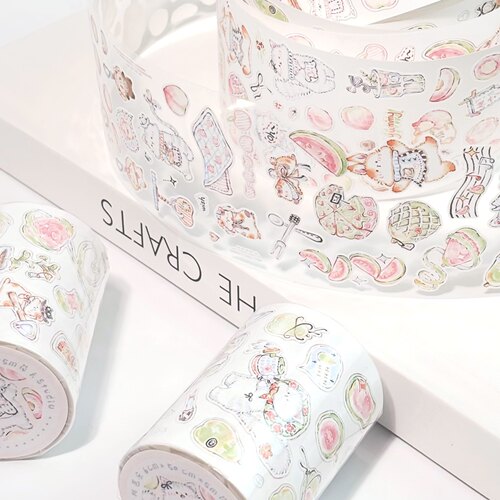 《vol.3桃桃芭乐》模切贴纸卷｜花夭studio 可爱猫咪兔兔仓鼠桃子