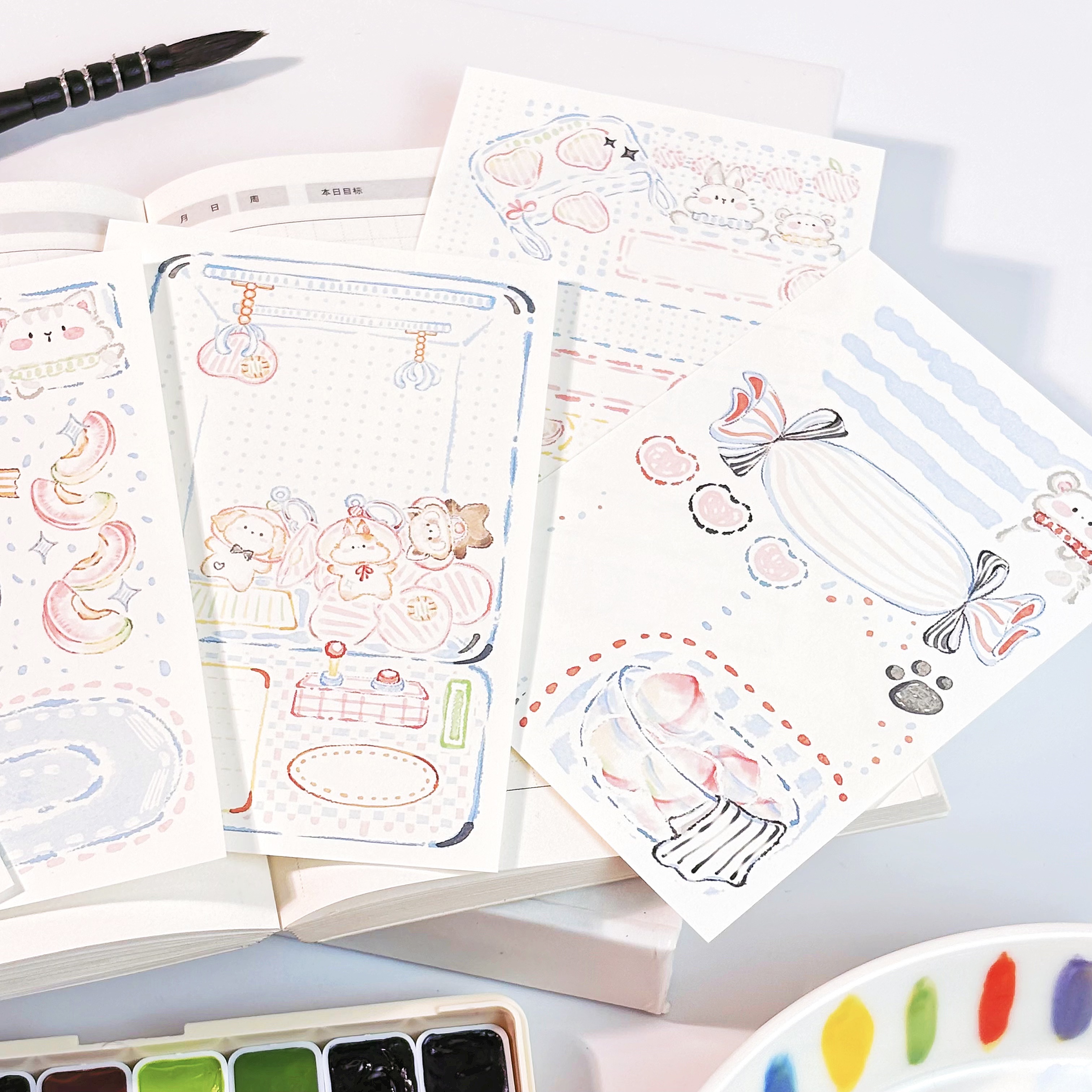 《桃味笺》A7内页多图便签｜花夭studio原创手帐便签a7内页活页
