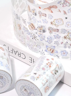 《vol.4勿忘飞燕草》模切贴纸卷｜花夭studio 猫咪兔兔仓鼠小熊猫