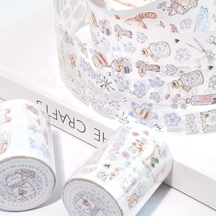 猫咪兔兔仓鼠小熊猫 模切贴纸卷｜花夭studio vol.4勿忘飞燕草