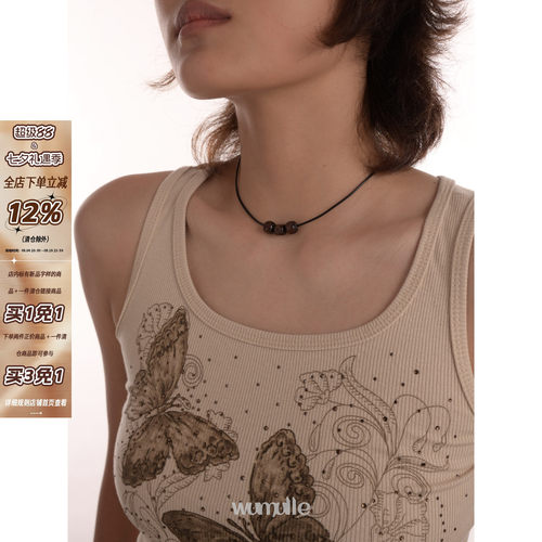wemulle木头腊皮绳项圈女项圈