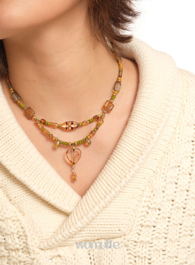 自制原创秋意复古捷克珠项链