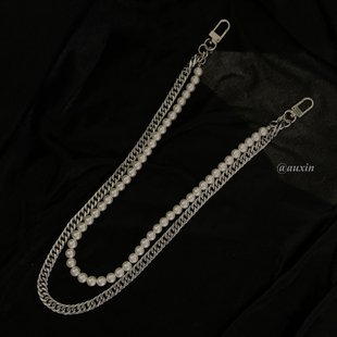 可拆卸 wumulle 土酷男女90s街头简易搭配 链项链 复古珍珠双层裤