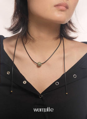 进口极简天然斑点石可调节黑绳