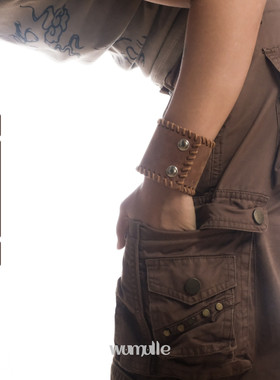 遮疤痕男款手腕饰品真皮朋克风