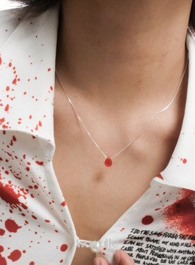 925银红宝石锁骨链轻奢气质