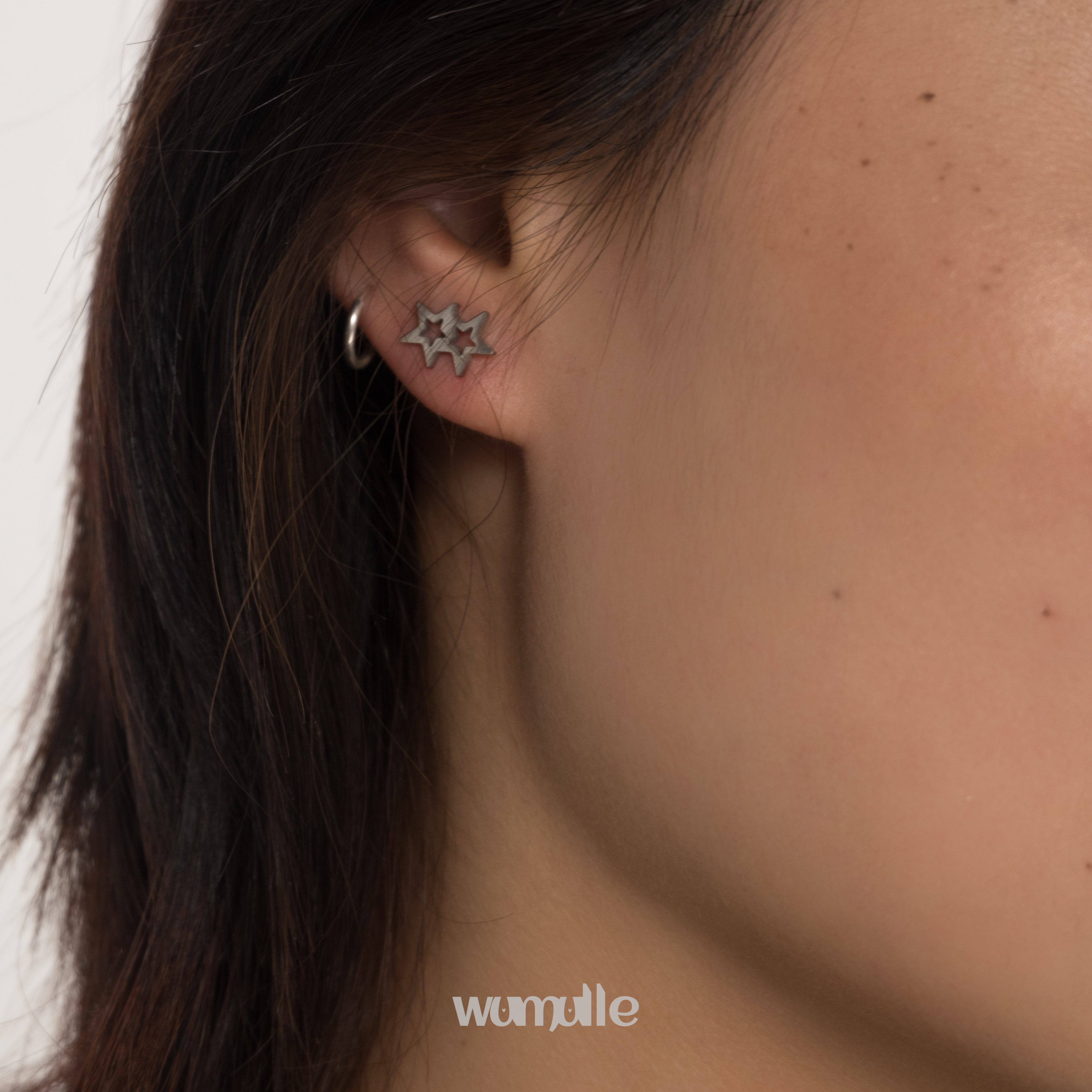 wumulle钛钢简易小耳钉五角星