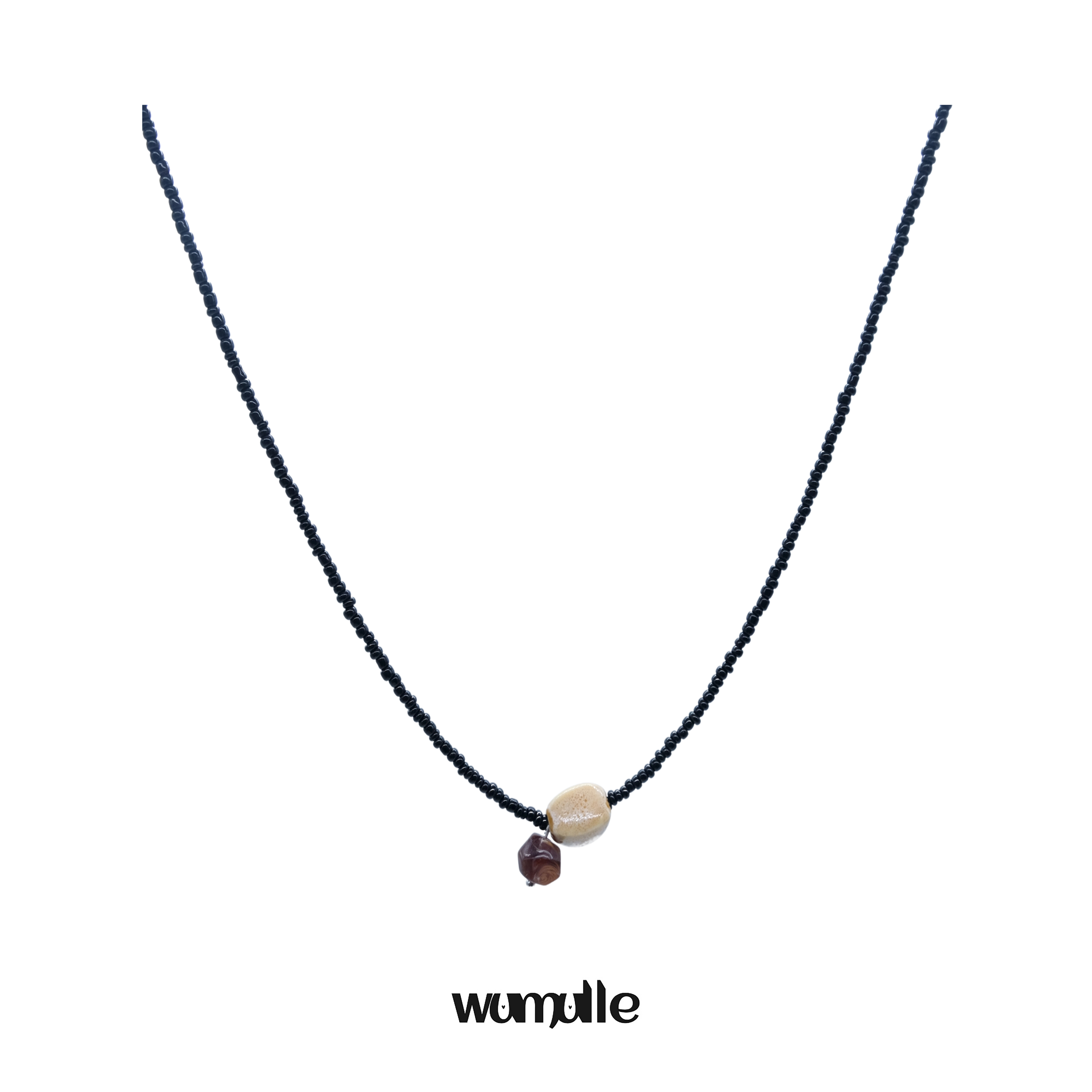 wumulle自制米珠陶瓷项链简约
