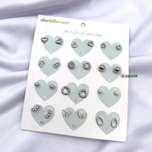 蹦迪土酷女套装 简易复古野餐聚集地 12套耳钉爱心蝴蝶 wumulle