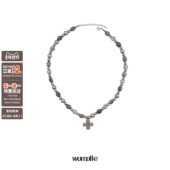 拼接大理石灰色珠项链 wumulle 中式 叠搭十字架纹路复古质感B16