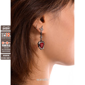 酒红枪色精致爱心吊坠耳钉百搭 wumulle 怪诞万圣节 锆石质感A32