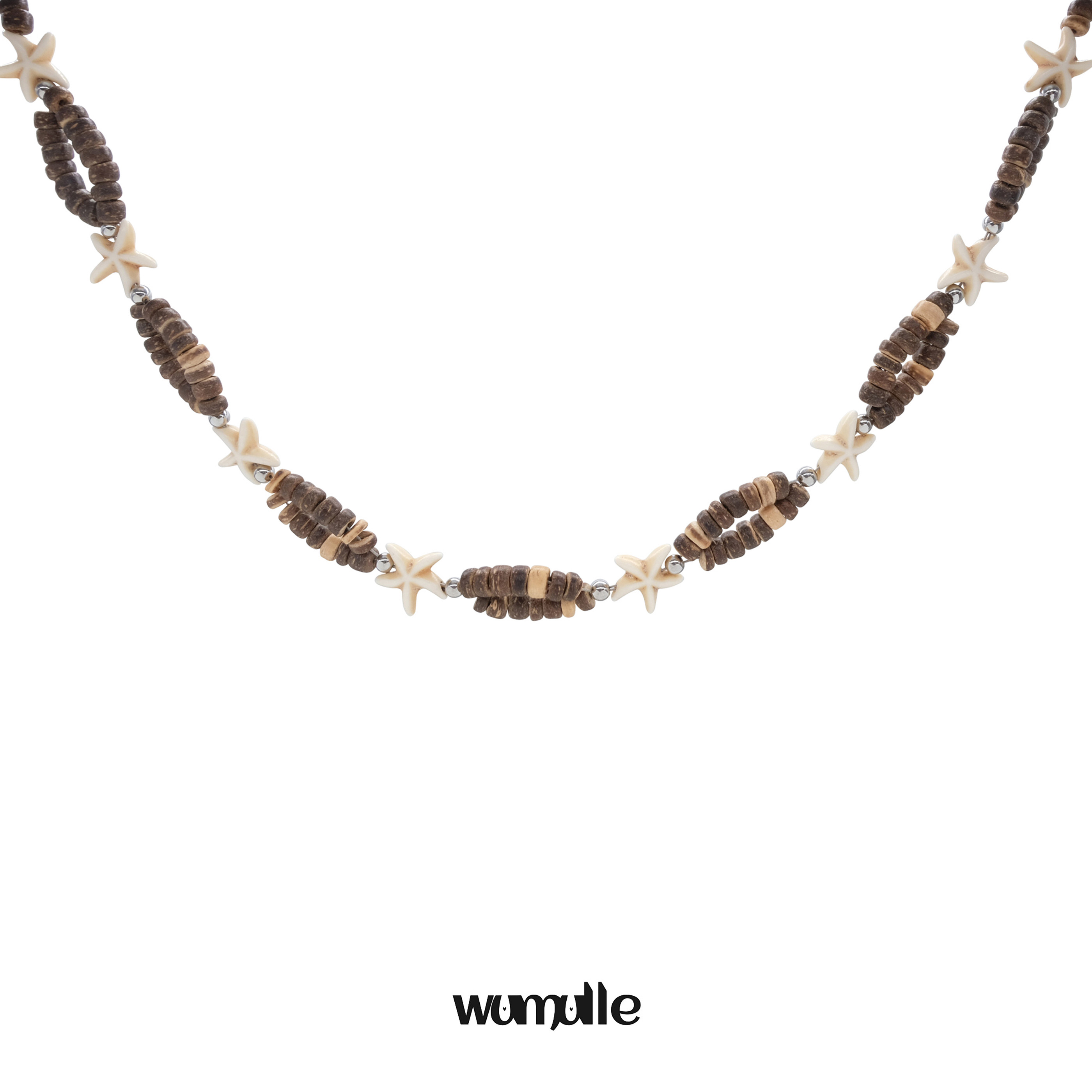 白松石钛钢男女防水防汗项链百搭