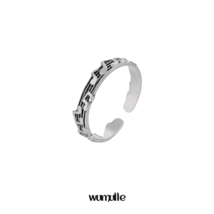 复古F11 乐谱乐夏男女调节戒指防汗防水做旧细款 wumulle 音符戒指