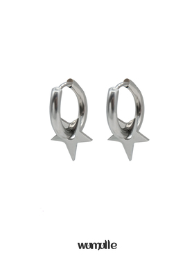 wumulle 原宿不规则星体冷淡朋克cool男女可拆卸钛钢耳钉耳扣 A12