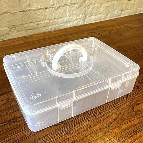 双层透明整理收纳盒长方形塑料箱