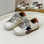 男童女童板鞋 皮面儿童大童星星韩式 小白 春季 低帮魔术贴2026年新款