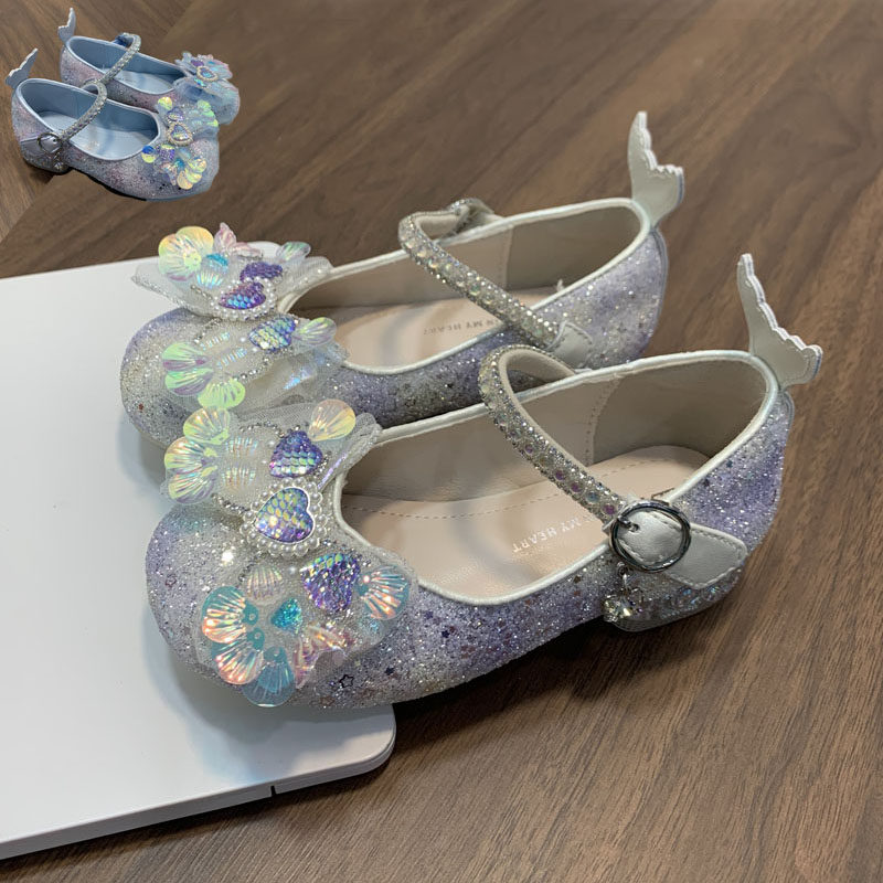 高颜值水钻亮闪闪亮美人鱼带跟粗跟女童浅口瓢鞋女童小皮鞋公主风,童鞋/婴儿鞋/亲子鞋,水晶/水钻鞋,淘宝优惠券,粉丝福利购,淘宝优惠卷