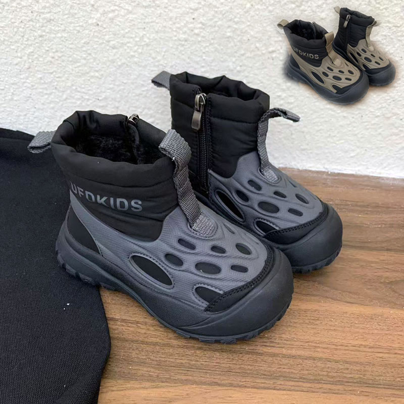 保暖防水防滑炸街椰子雪地短靴大棉加厚儿童男童女童洋气潮牌冬鞋