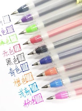 光奇良品拔帽透明杆中性笔水笔芯