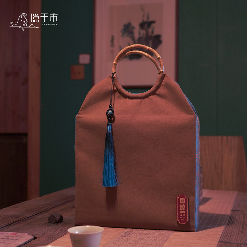 珍品复古茶饼包装盒空礼盒普洱茶福鼎白茶白牡丹寿眉布袋包装空盒