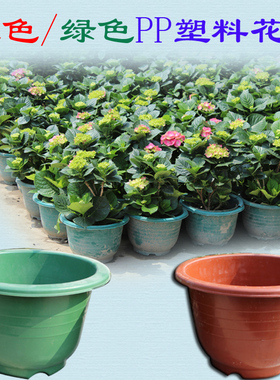 红绿色花盆 优质PP塑料花盆大号盆栽种菜圆形花盆 基地盆无托包邮