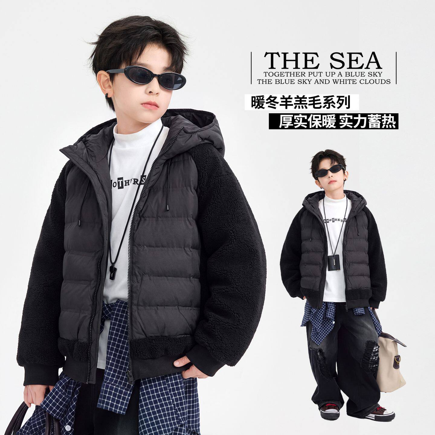 儿童装男童冬装羽绒棉服2026新款棉衣冬季洋气棉袄中大童加厚外套