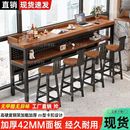 实木吧台桌长条桌带挡板单双层高矮奶茶餐饮店酒吧防偷窥洞洞板桌