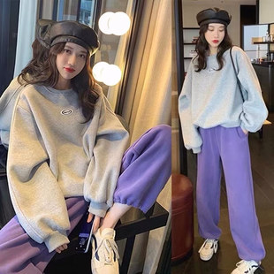 ins风高级感睡衣女秋冬季卫衣加厚保暖学生可外穿抓绒家居服套装