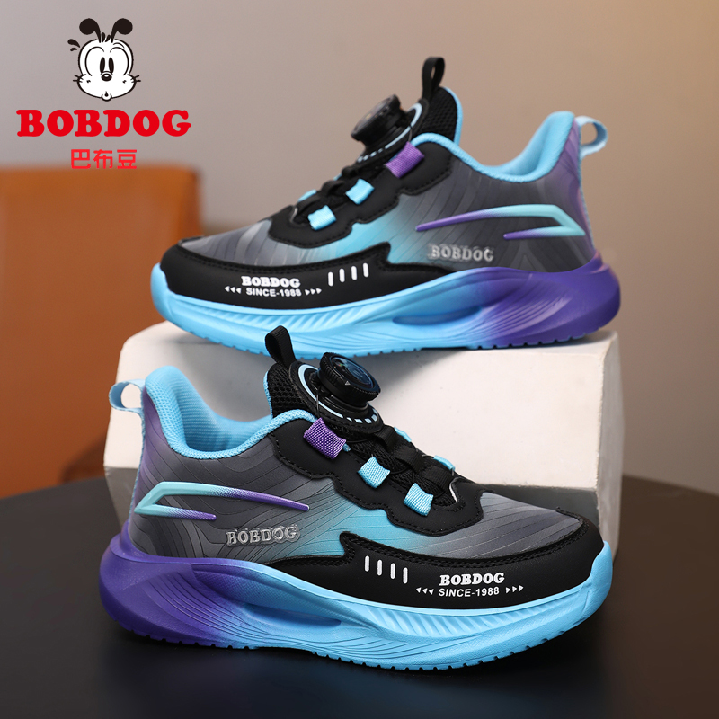 巴布豆男童鞋旋转纽扣冬季新款二棉加绒小学生保暖鞋子儿童运动鞋