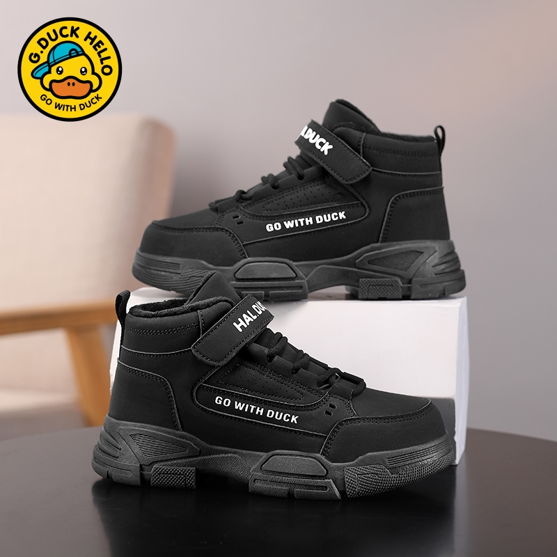 小黄鸭儿童雪地靴2025冬季新款男童加绒保暖加厚棉鞋学生轻便棉靴