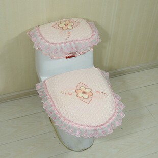 马桶三件套高档布艺蕾丝座垫套装拉链坐便器暖垫圈方形欧式定制