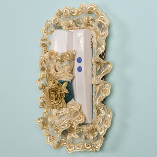 现代门铃防尘罩装饰墙贴纯色布艺保护套蕾丝花边对讲机可视电话罩