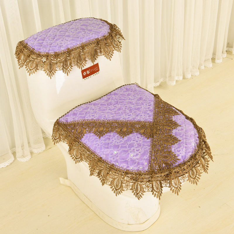 新款蕾丝布艺马桶三件套拉链式马桶罩U型卫浴马桶圈坐垫定制包邮