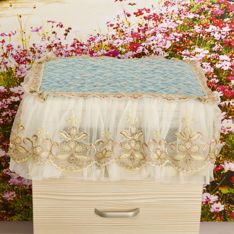 打印机欧式布艺定制灰色粉色盖布防尘罩主机音响蕾丝蓝色盖巾定做