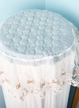 空调罩灰色欧式蕾丝布艺圆柱圆形柜机立式蓝色全包柜式防尘罩定做