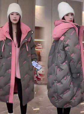 陈星诺同款可拆卸帽重工羽绒服女2023冬季新款中长款90白鸭绒外套