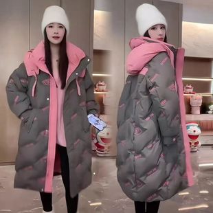 陈星诺同款可拆卸帽重工羽绒服女2023冬季新款中长款90白鸭绒外套