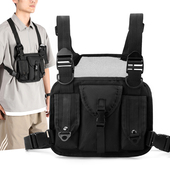 新款 户外运动马甲包横款 方形多用旅行包胸前背包结实耐磨双肩包潮