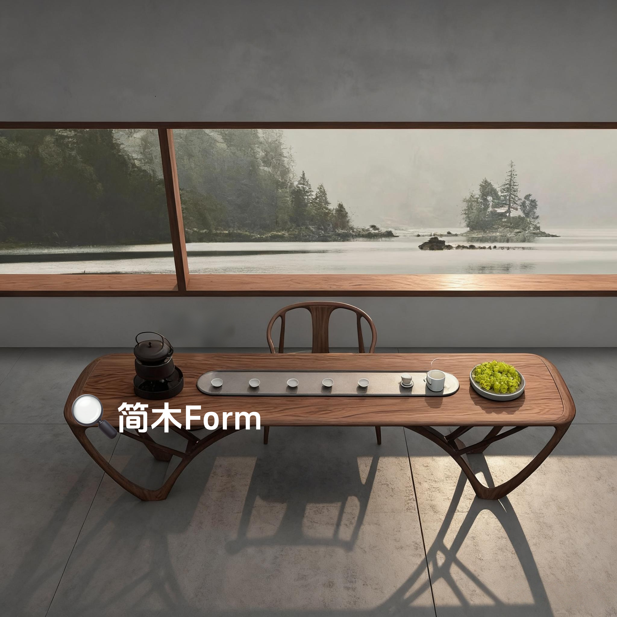 新中式北美黑胡桃木茶桌椅组合