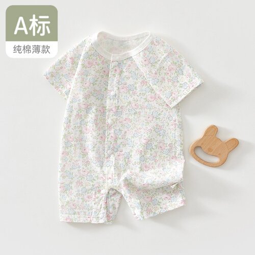 婴儿夏季纯棉薄款连体衣短袖哈衣