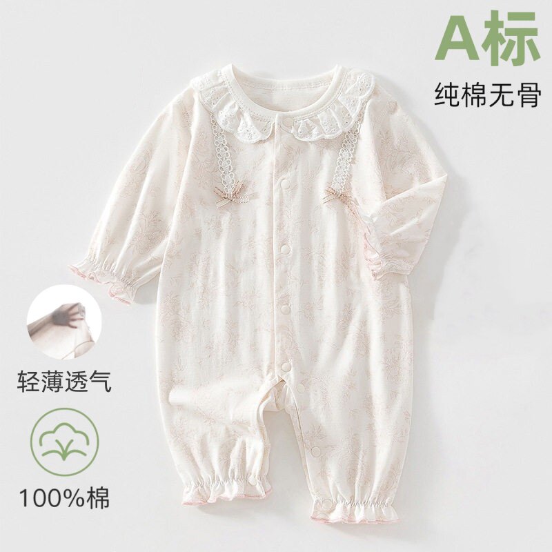 夏季纯棉薄款女宝宝长袖衣服外穿图片