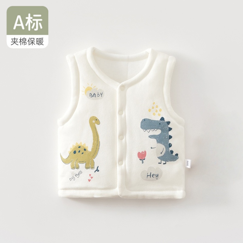 婴儿夹棉马甲秋冬季新生儿保暖背心纯棉加厚男女宝宝坎肩春秋外穿