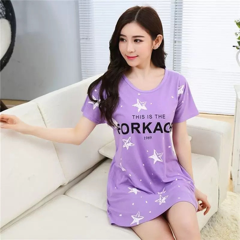 女夏纯棉短袖中年连衣裙宽松全棉睡衣/家居服套装