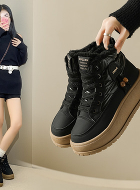 2025冬季加绒高帮雪地靴女新款学生ins韩版保暖休闲鞋棉鞋K2906