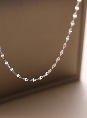 PT950铂金项链18k白金锁骨链子长短细款镀白金颈链百搭素链送女友