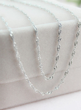pt950铂金项链女18K白金水波链配吊坠锁骨链轻奢小众学生单链素链