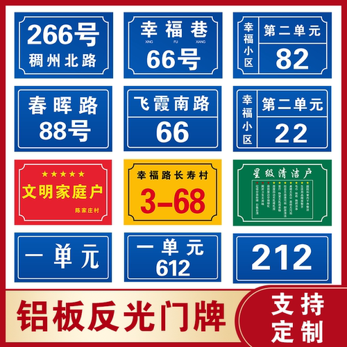 反光门牌铝板楼栋单元号码牌街道