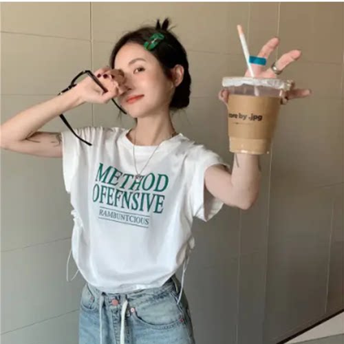 女卡腰小衫短款洋气露脐t恤