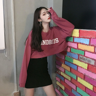 lisa同款爵士风格女装jazz舞蹈上衣超短露脐长袖T恤欧美辣妹穿搭