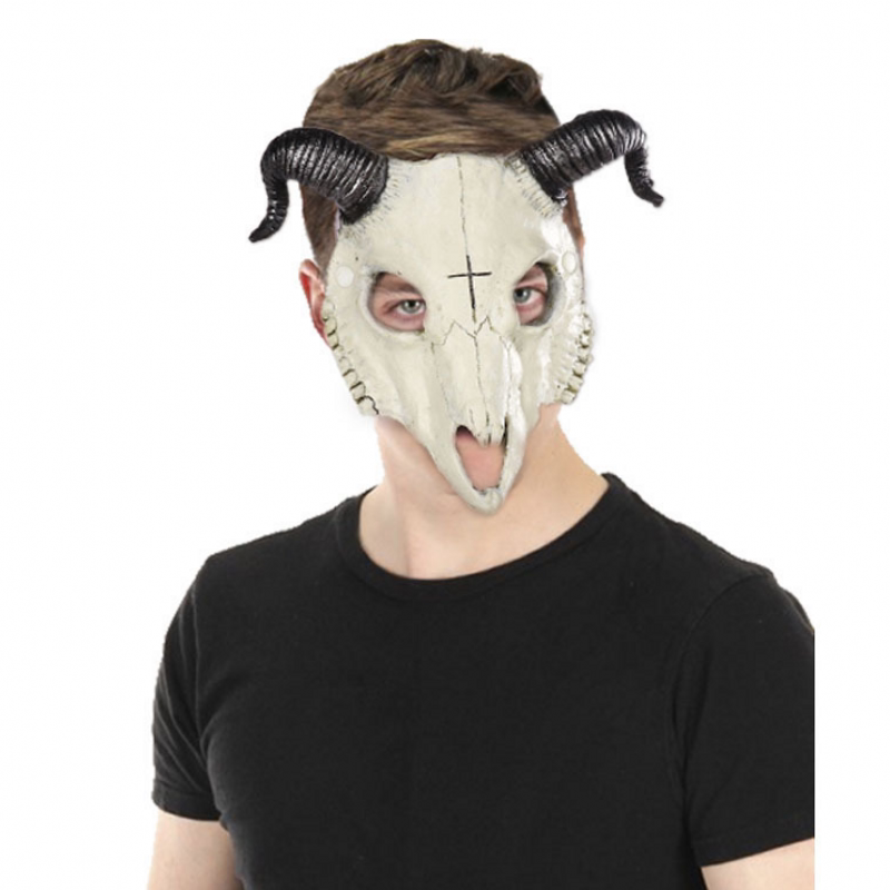 万圣节恐怖脸谱公山羊骨面具全脸男士动物骨头赛博朋克假面罩表演
